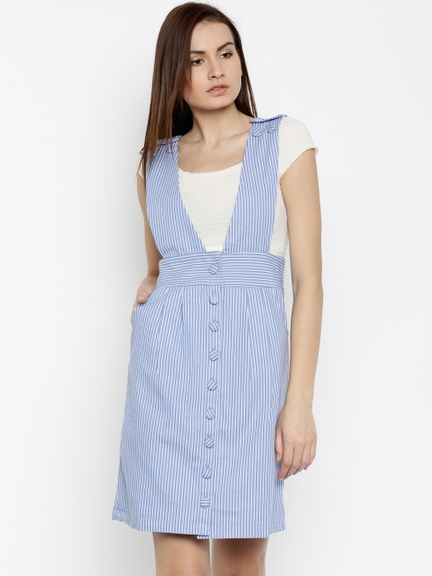 

Vero Moda Women Blue Striped Dungaree Dress