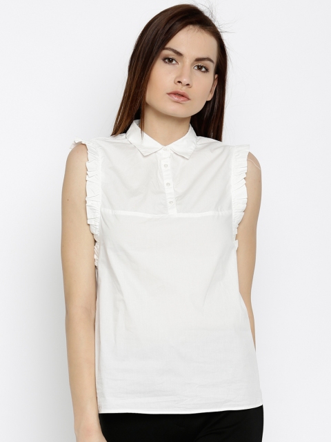 

Vero Moda Women White Regular Fit Solid Casual Shirt