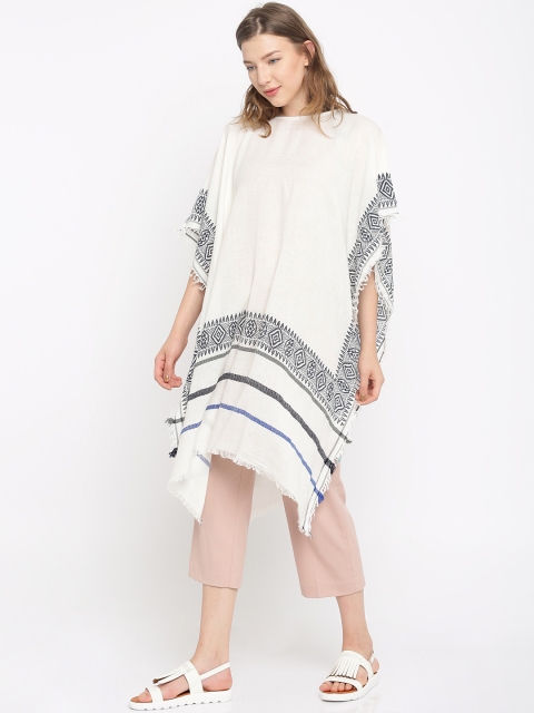

Vero Moda White & Black Printed Poncho Shrug