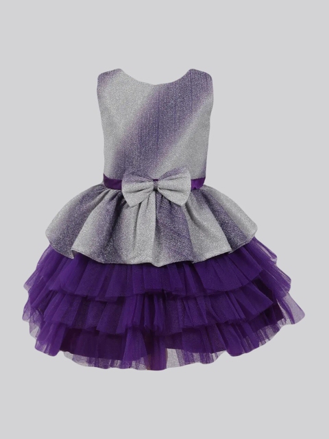 

The Magic Wand Girls Purple Embellished Fit & Flare Net Dress