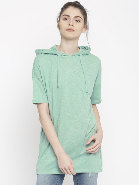 

Vero Moda Women Green Longline Hooded Top