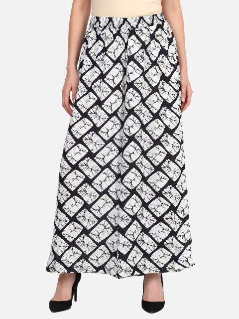 

Castle Lifestyle Women White & Black Printed Ethnic Palazzos