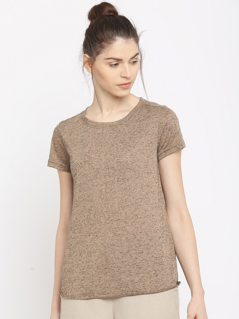 

Vero Moda Women Coffee Brown Self-Design Semi-Sheer Top