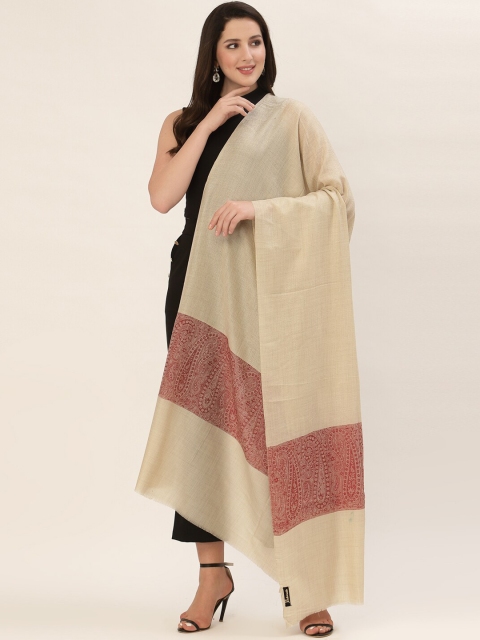 

Pashtush Women Beige & Red Printed Shawl