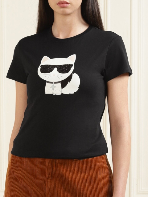 

Karl Lagerfeld Black Print Top