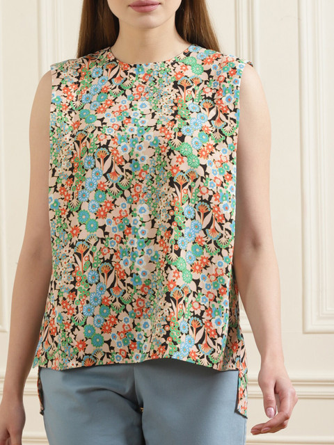 

Ted Baker Black & Beige Floral Print Top