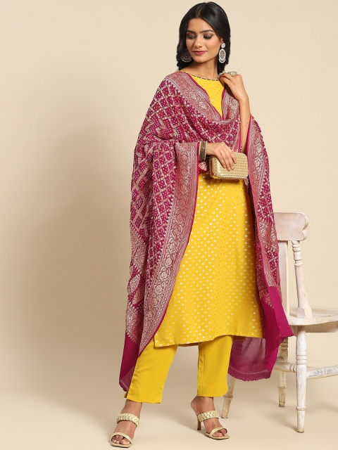 

Banarasi Style Burgundy & Golden Ethnic Motifs Pure Silk Banarasi Dupatta with Zari