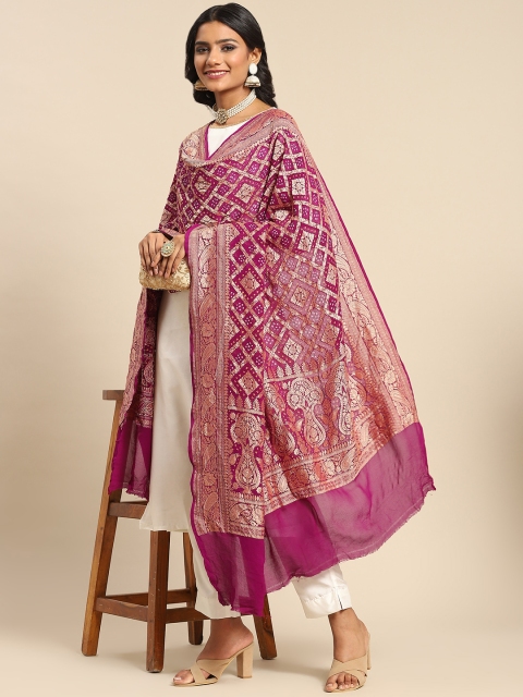 

Banarasi Style Purple & Golden Ethnic Motifs Pure Silk Banarasi Dupatta with Zari