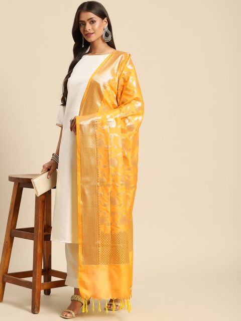 

Banarasi Style Yellow & Golden Ethnic Motifs Woven Design Banarasi Dupatta