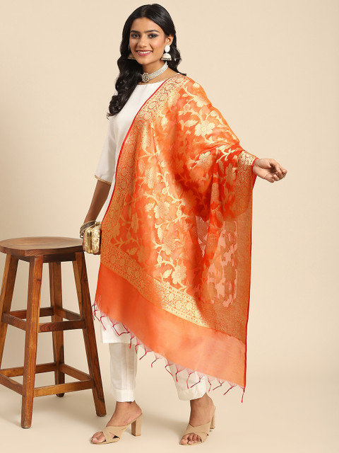 

Banarasi Style Mustard & Golden Ethnic Motifs Cotton Silk Banarasi Dupatta with Zari