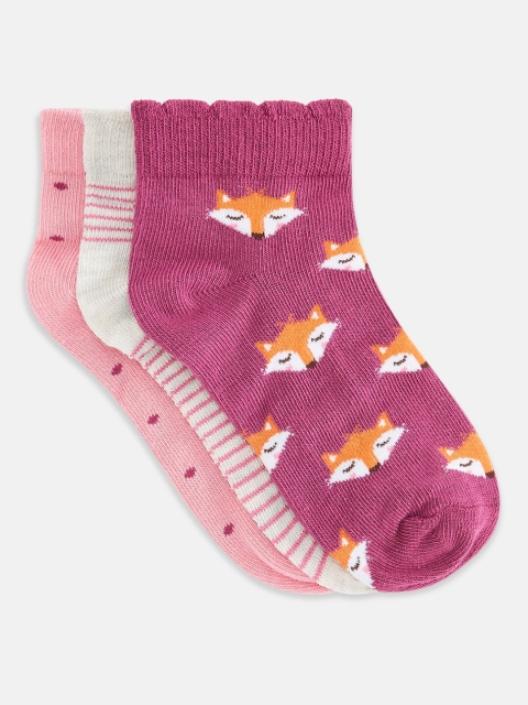 

Pantaloons Junior Girls Pack of 3 Assorted Patterned Ankle Length Socks