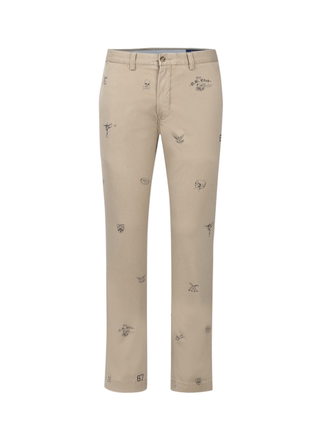 

Polo Ralph Lauren Men Beige Embroidered Trousers