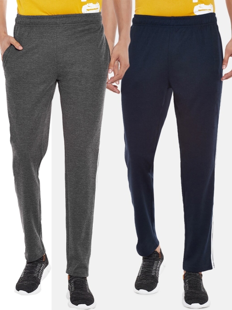 

People Men Pack Of 2 Solid Slim-Fit Track Pants, Grey