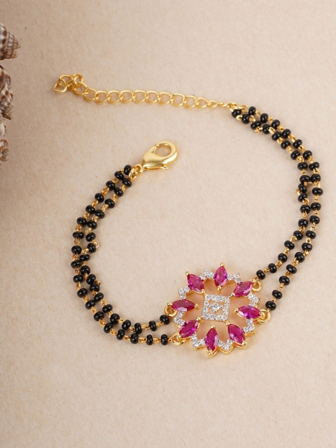 

Voylla Women Black Gold-Plated American Diamond CZ Mangalsutra Bracelet