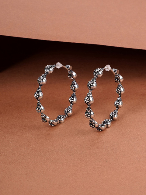 

Voylla Silver-Plated Geometric Fashion Trendy Hoop Earrings