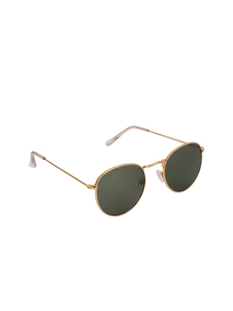 

Duke Unisex Green Lens & Gold-Toned Round Sunglasses with UV Protected Lens