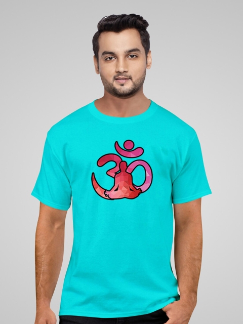 

Pootlu Men Blue Printed Applique T-shirt