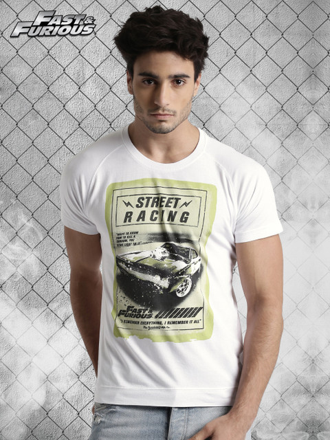 

Roadster Fast and Furious Men White Printed Round Neck T-shirt