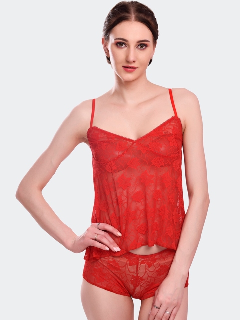 

Fleurt Red Self Design Lace Lingerie Set Fleurt-Set-102-RD