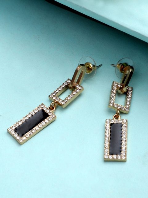 

KACY Gold-Plated Black CZ-Studded Statement Drop Earrings