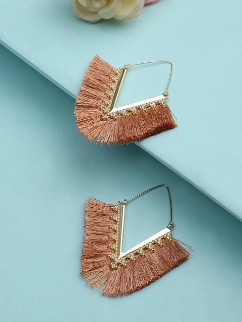 

KACY Gold-Plated & Brown Tassel Hoop Earrings