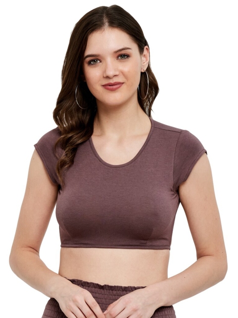 

UNMADE Maroon Fitted Crop Top