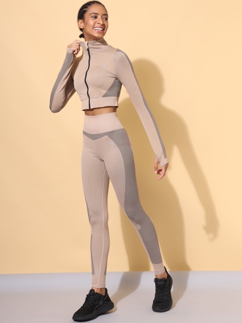 

Cultsport Women Khaki Sweat-Wicking Workout Co-Ord Set