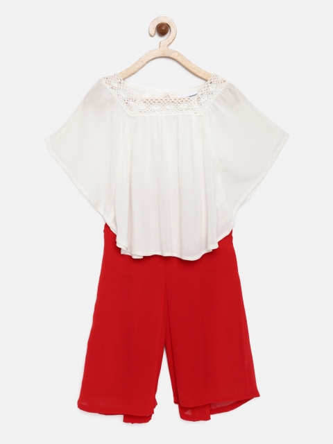 

Peppermint Girls Red & White Solid Top with Palazzos