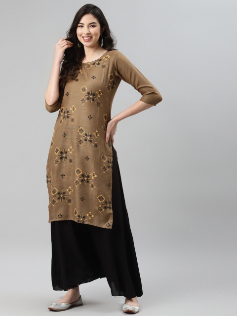 

Aarika Women Brown Ethnic Motifs Printed Pure Cotton Kurta