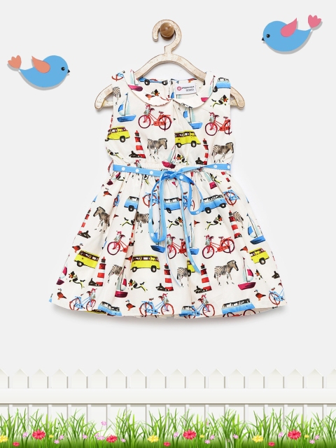 

Peppermint Girls Off-white Printed Fit and Flare Dress