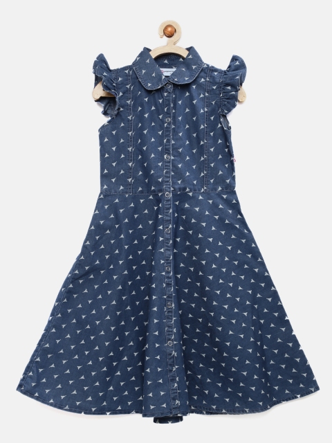 

Peppermint Girls Blue Printed Shirt Dress