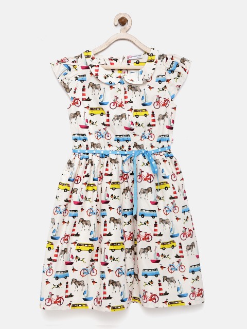 

Peppermint Girls Off-White Printed Fit & Flare Dress