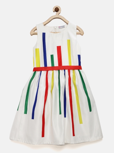 

Peppermint Girls White Striped Fit and Flare Dress