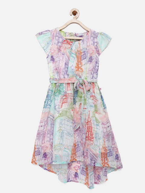 

Peppermint Girls Multicoloured Printed Fit and Flare Dress, Multi