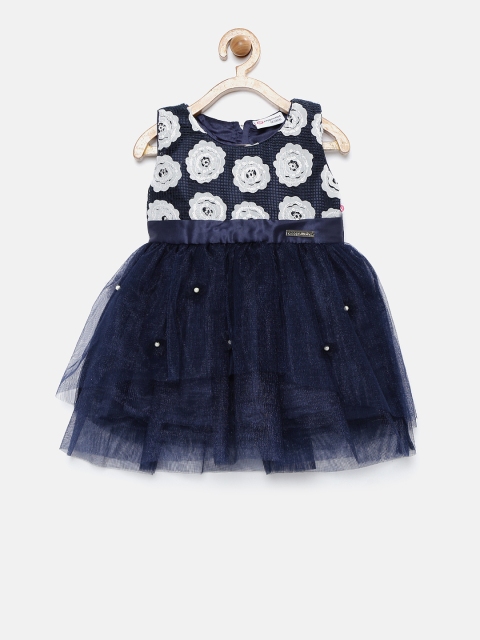 

Peppermint Girls Navy Solid Fit and Flare Dress, Navy blue