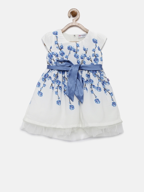 

Peppermint Girls White Printed Fit and Flare Dress