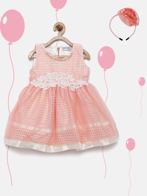 

Peppermint Girls Peach Solid Fit and Flare Dress