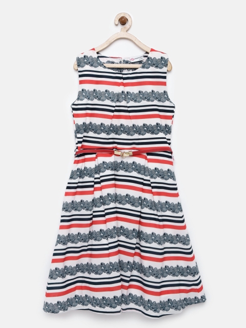 

Peppermint Girls Blue Printed Fit and Flare Dress