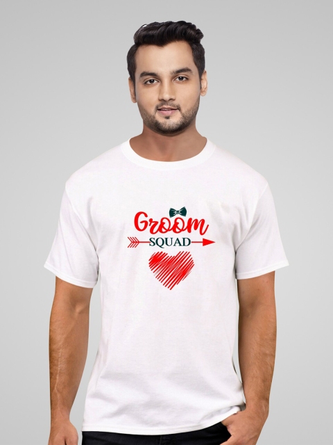 

Pootlu Men White Typography Printed Applique T-shirt