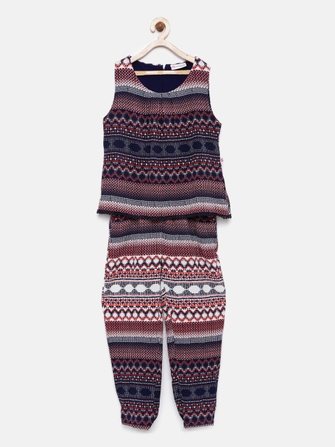 

Peppermint Girls Navy Printed Jumpsuit, Navy blue