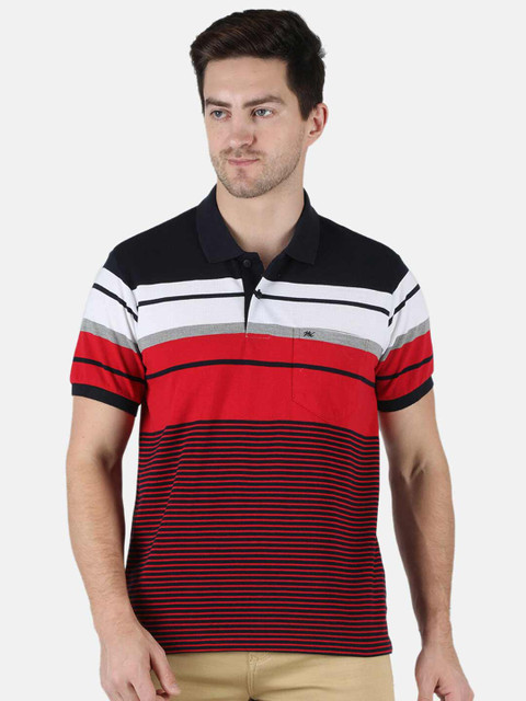 

Monte Carlo Men Red & Black Striped Polo Collar T-shirt