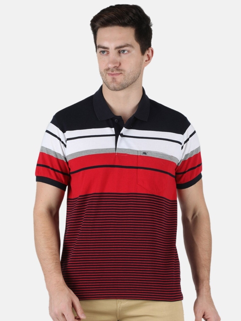 

Monte Carlo Men Red & Black Striped Polo Collar T-shirt