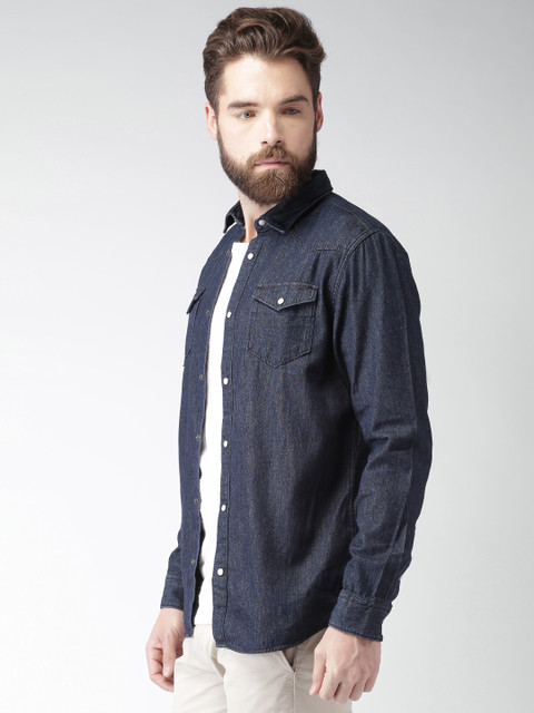 

SELECTED Men Blue Slim Fit Solid Casual Denim Shirt