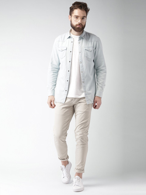 

SELECTED Men Blue Slim Fit Solid Casual Shirt