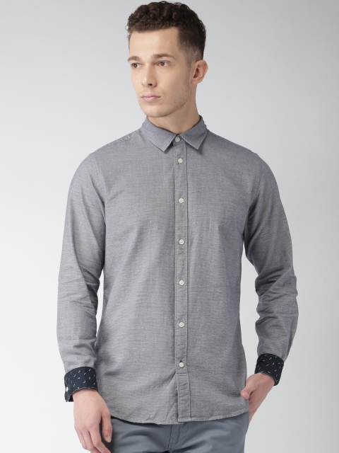 

SELECTED Men Navy Slim Fit Self-Design Casual Shirt, Navy blue