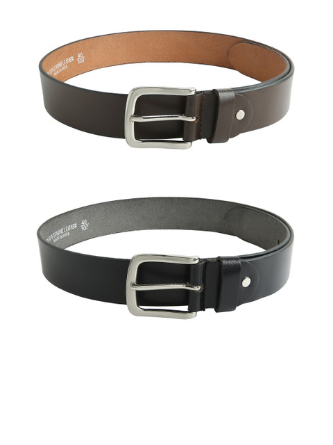 

CRUSSET Men Black 2 Leather Belt