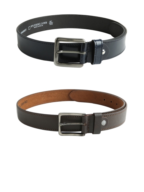 

CRUSSET Men Set Of 2 Solid Leather Belt, Brown