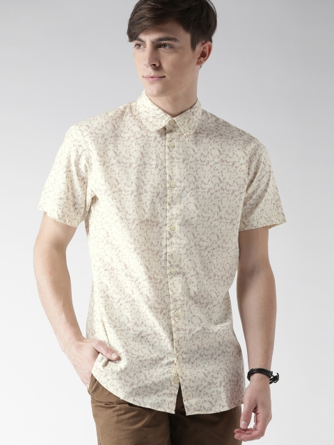 

SELECTED Men Cream-Coloured Slim Fit Printed Casual Shirt