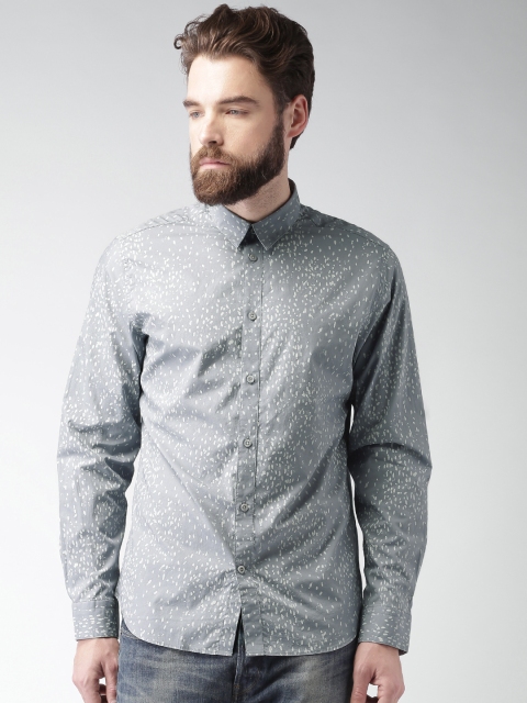 

SELECTED Men Grey Regular Fit Printed Casual Shirt
