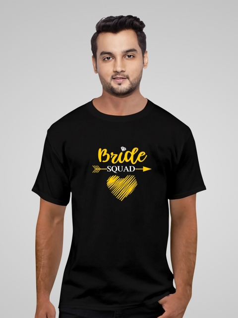 

Pootlu Men Black Typography Printed Applique T-shirt